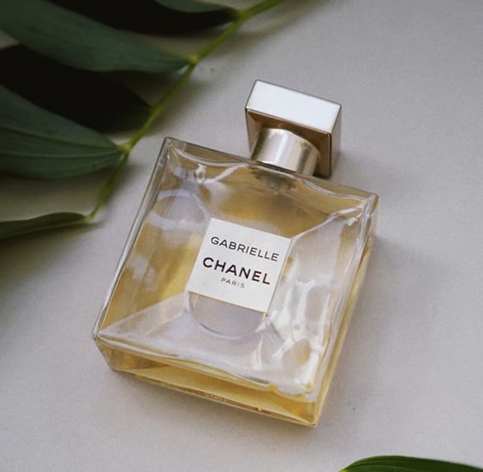 Image of Chanel Perfume bottle lying down on side